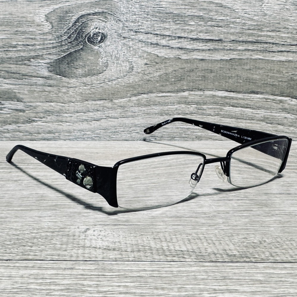 BCBGMAXAZRIA Portia Eyeglass Frames Only Womens 52-17-130 Black Flecked Half Rim